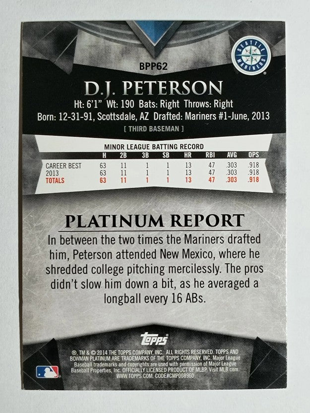 2014 Bowman Platinum Prospects #BPP62 D.J. Peterson