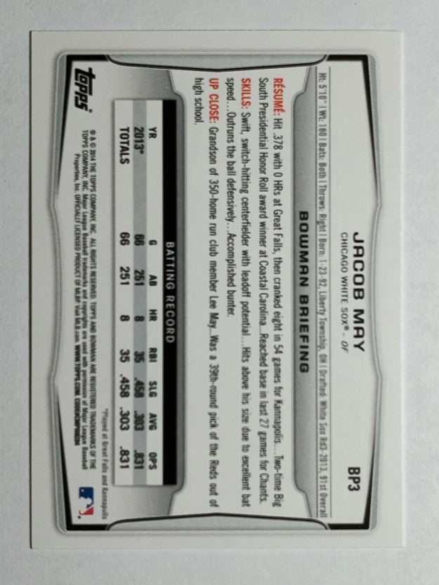 2014 Bowman Prospects #BP3 Jacob May