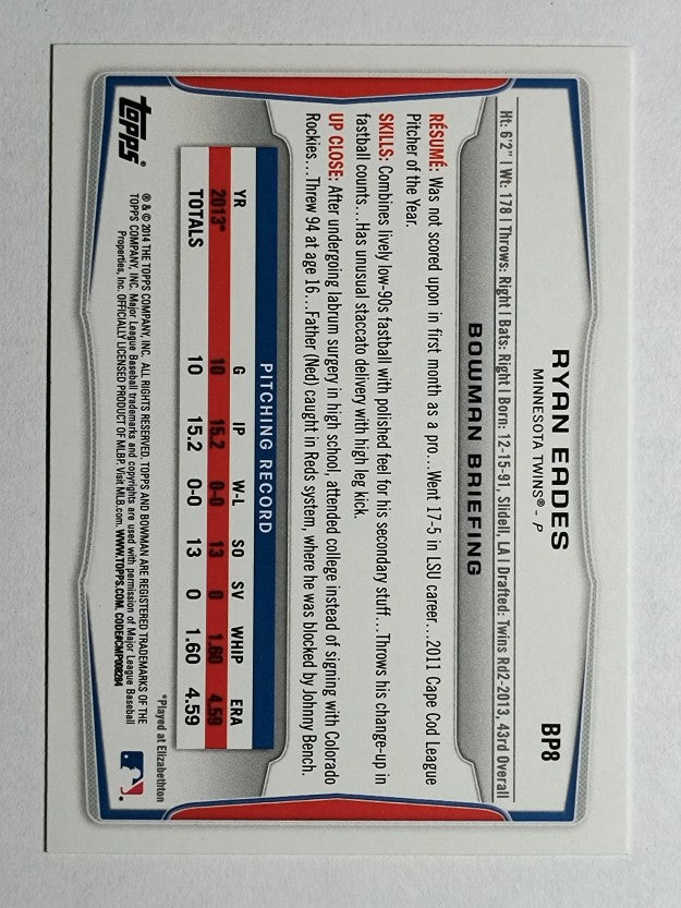 2014 Bowman Prospects #BP8 Ryan Eades
