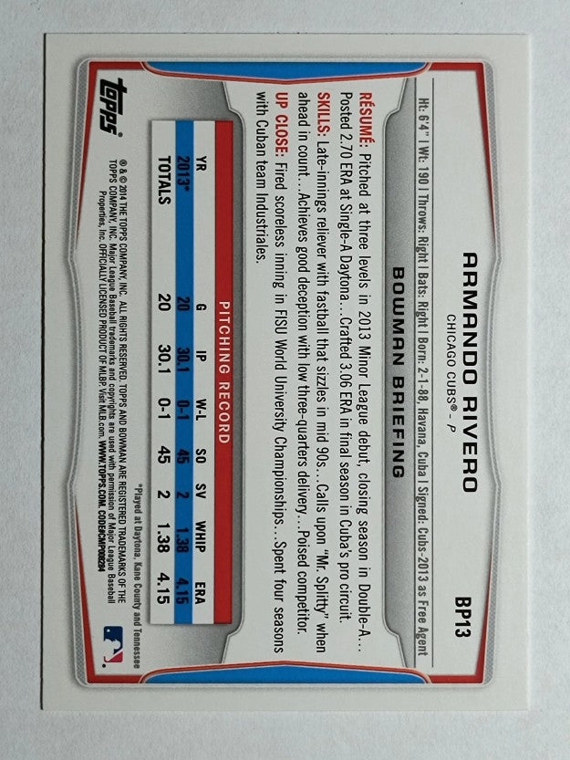 2014 Bowman Prospects #BP13 Armando Rivero