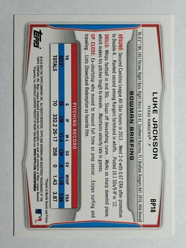 2014 Bowman Prospects #BP18 Luke Jackson