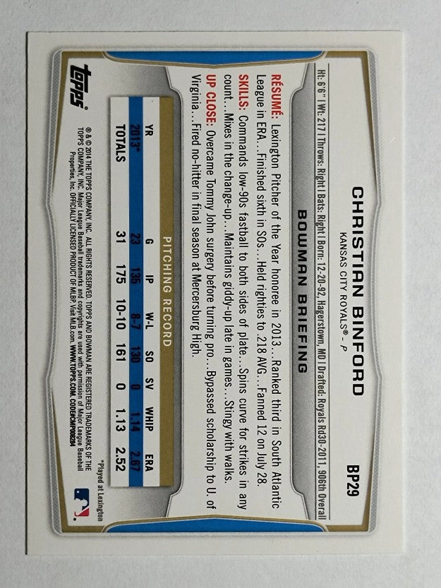 2014 Bowman Prospects #BP29 Christian Binford