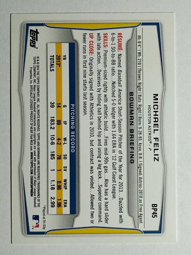 2014 Bowman Prospects #BP45 Michael Feliz