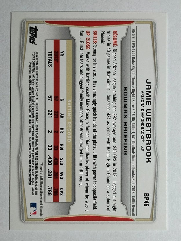 2014 Bowman Prospects #BP46 Jamie Westbrook