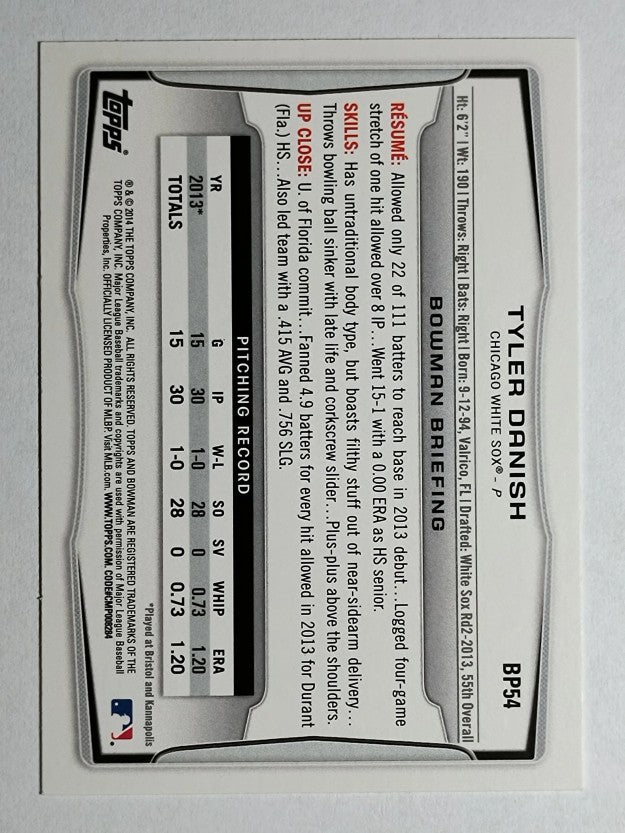 2014 Bowman Prospects #BP54 Tyler Danish