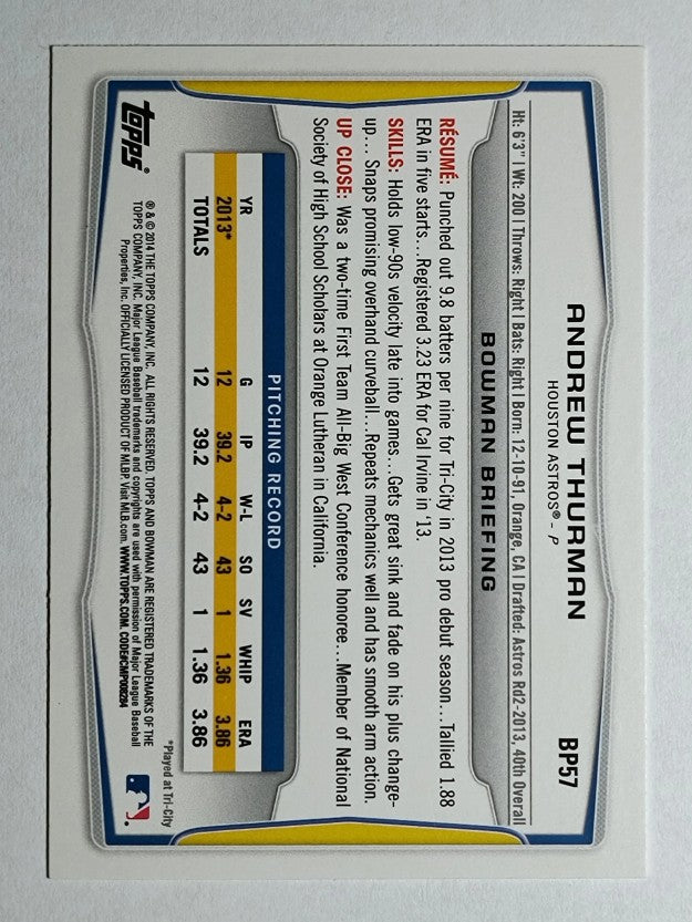2014 Bowman Prospects #BP57 Andrew Thurman