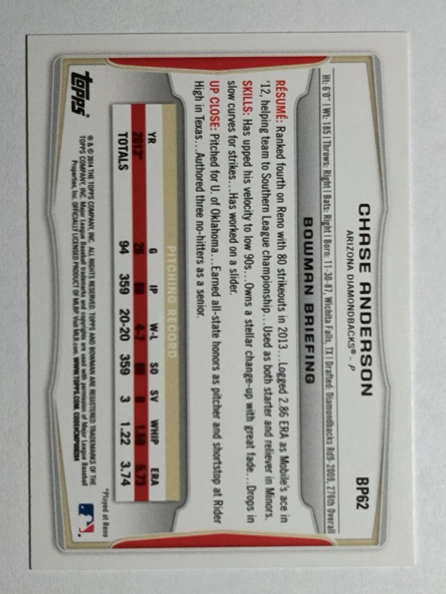 2014 Bowman Prospects #BP62 Chase Anderson