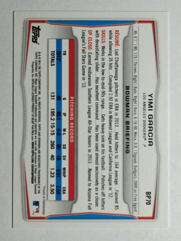 2014 Bowman Prospects #BP70 Yimi Garcia