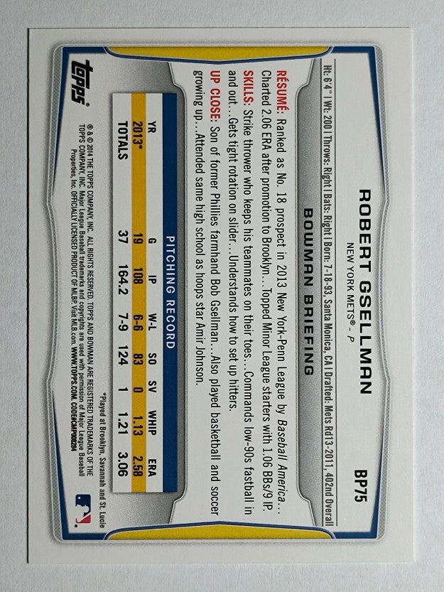 2014 Bowman Prospects #BP75 Robert Gsellman