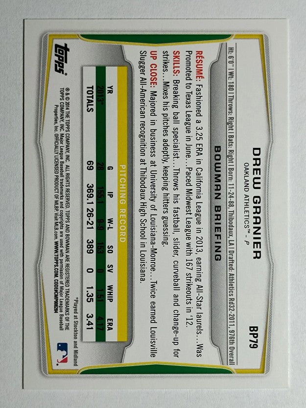 2014 Bowman Prospects #BP79 Drew Granier