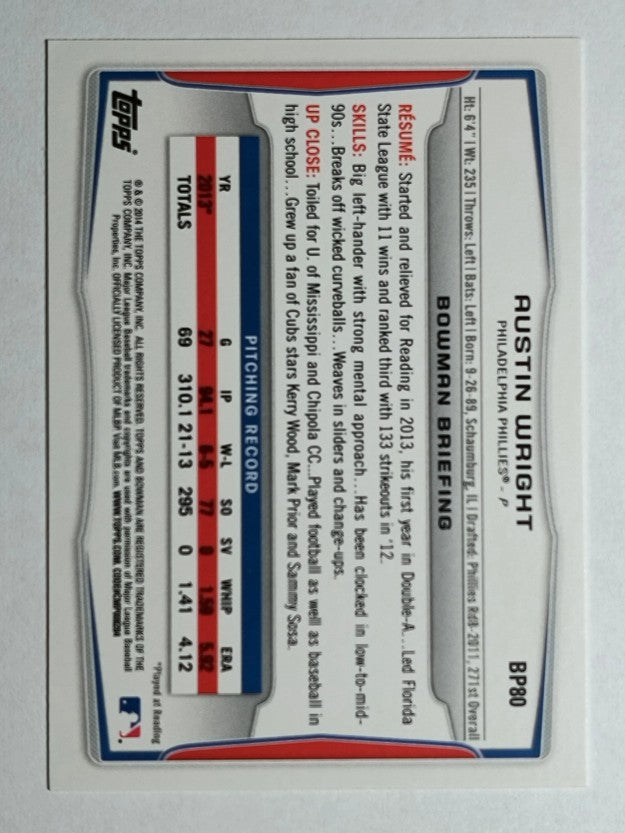 2014 Bowman Prospects #BP80 Austin Wright