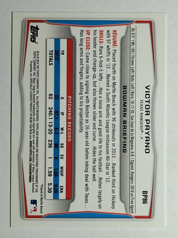 2014 Bowman Prospects #BP86 Victor Payano