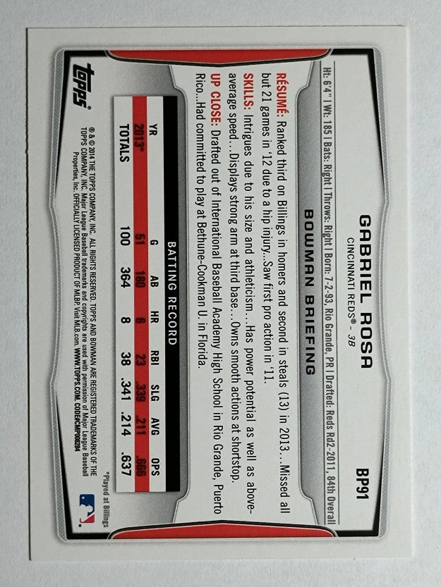 2014 Bowman Prospects #BP91 Gabriel Rosa