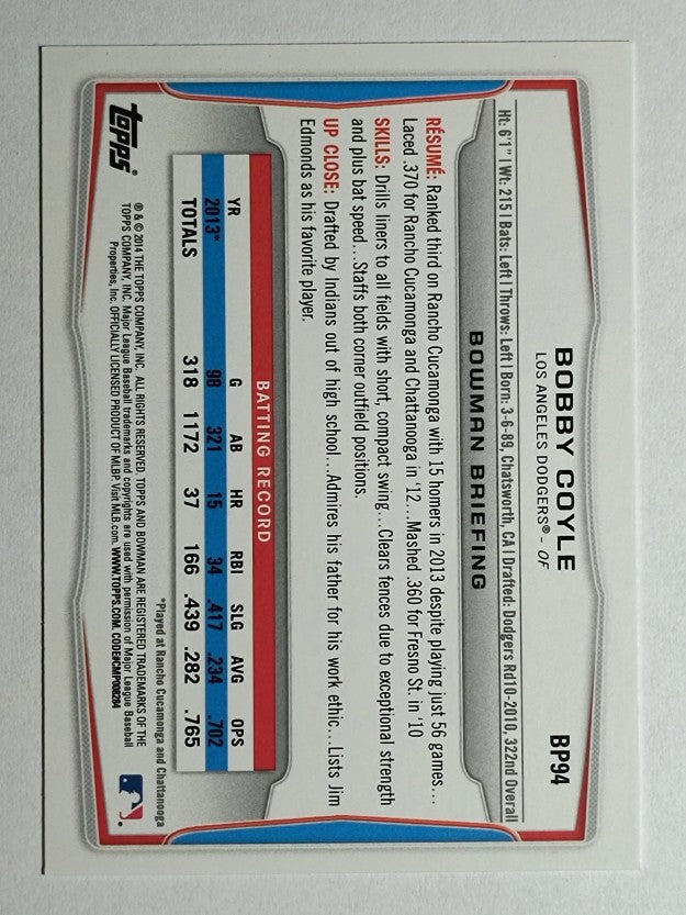 2014 Bowman Prospects #BP94 Bobby Coyle