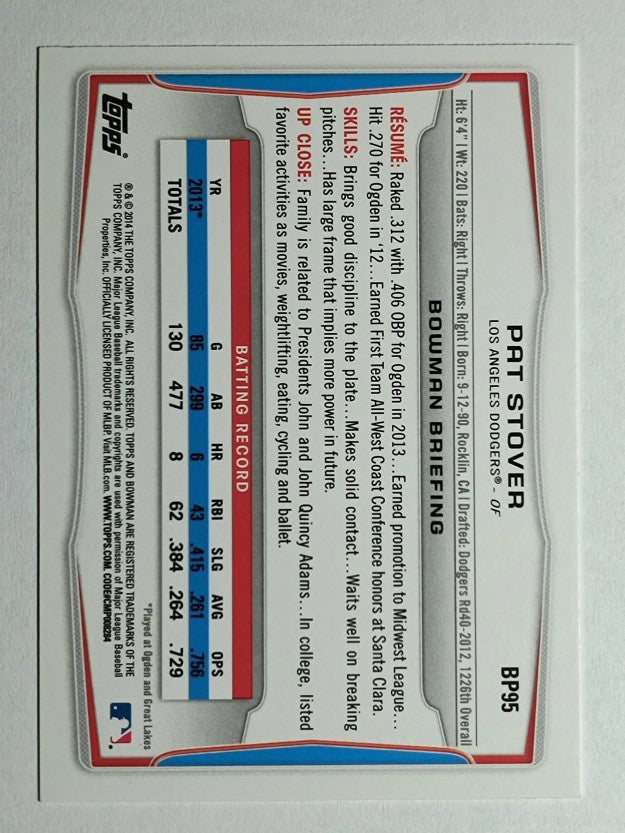 2014 Bowman Prospects #BP95 Pat Stover