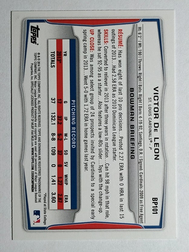 2014 Bowman Prospects #BP101 Victor De Leon
