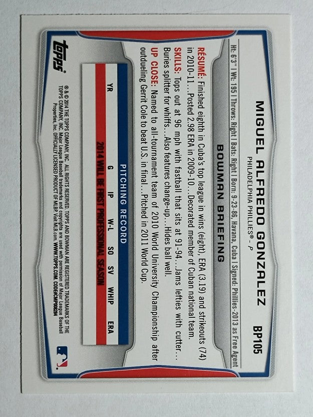 2014 Bowman Prospects #BP105 Miguel Alfredo Gonzalez