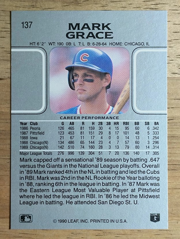 1990 Leaf #137 Mark Grace
