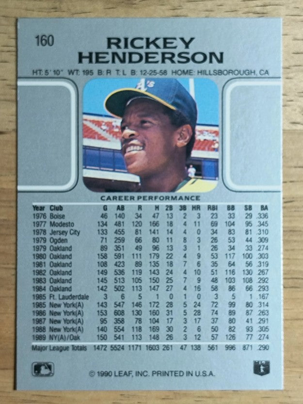 1990 Leaf #160 Rickey Henderson