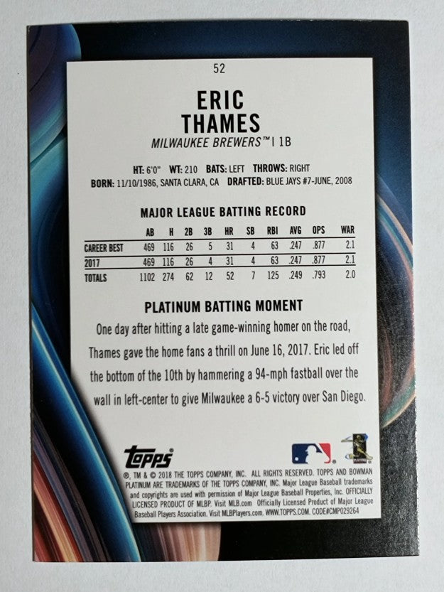 2018 Bowman Platinum #52 Eric Thames