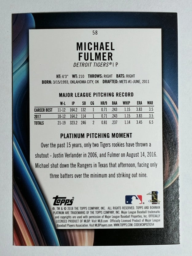 2018 Bowman Platinum #58 Michael Fulmer