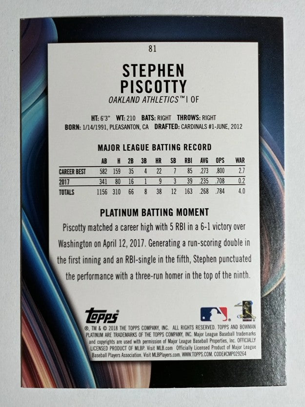 2018 Bowman Platinum #81 Stephen Piscotty