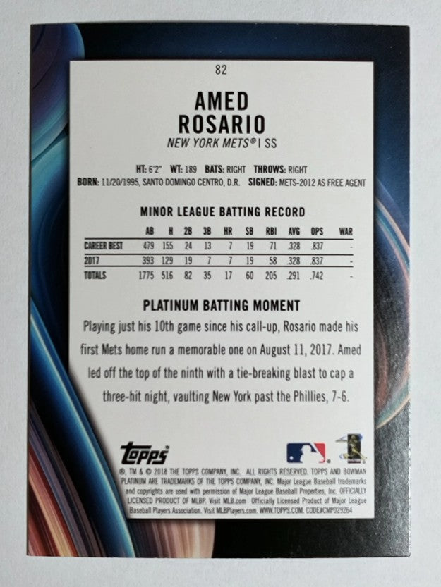 2018 Bowman Platinum #82 Amed Rosario RC