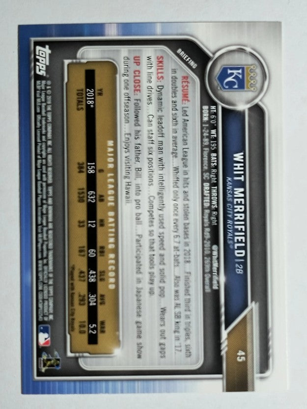 2019 Bowman #45 Whit Merrifield