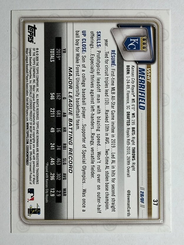 2020 Bowman #37 Whit Merrifield