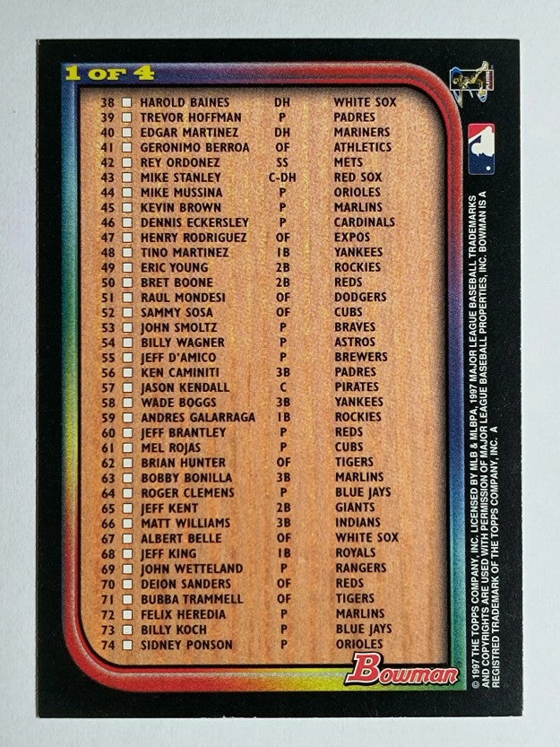 1997 Bowman Checklists #1 1-74
