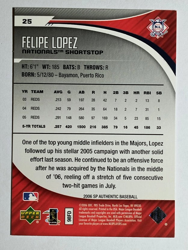 2006 SP Authentic #25 Felipe Lopez