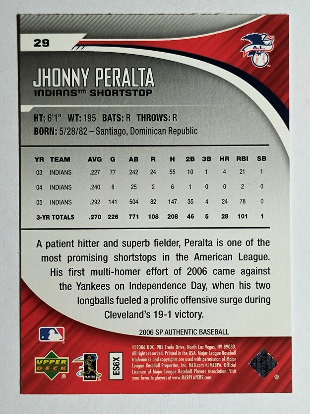 2006 SP Authentic #29 Jhonny Peralta