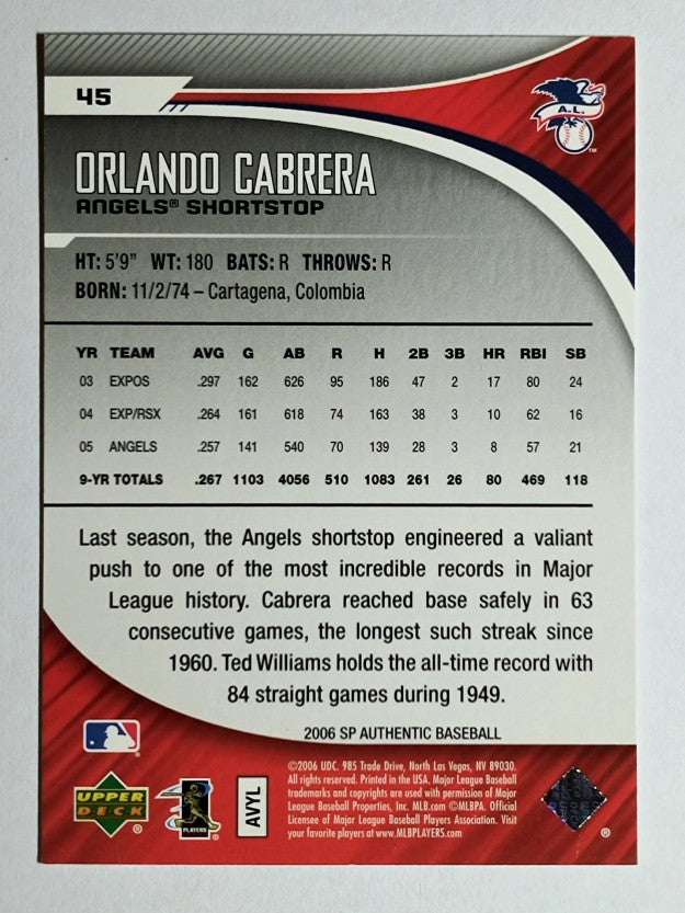 2006 SP Authentic #45 Orlando Cabrera
