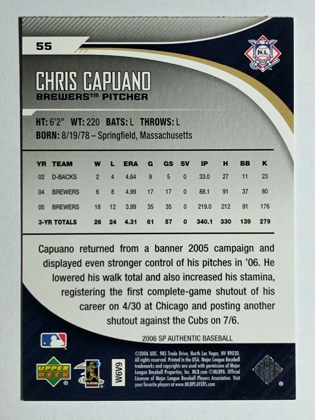 2006 SP Authentic #55 Chris Capuano