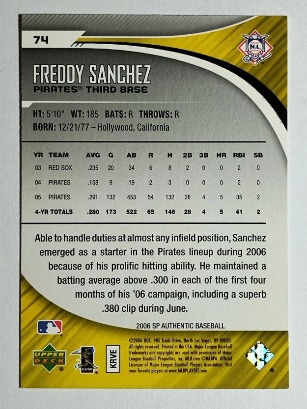 2006 SP Authentic #74 Freddy Sanchez