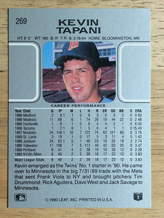 1990 Leaf #269 Kevin Tapani RC