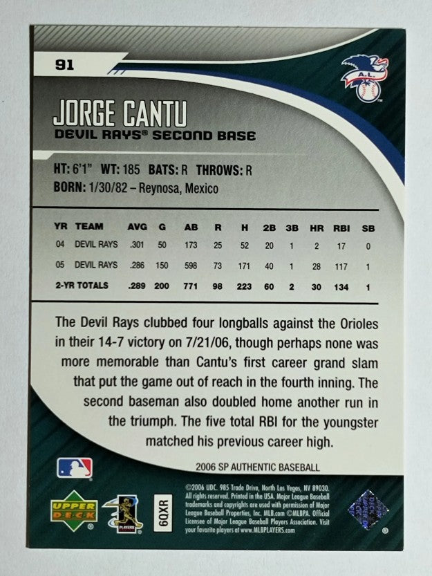 2006 SP Authentic #91 Jorge Cantu
