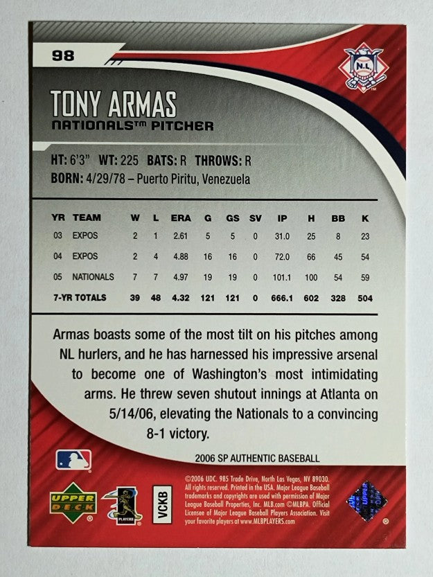 2006 SP Authentic #98 Tony Armas