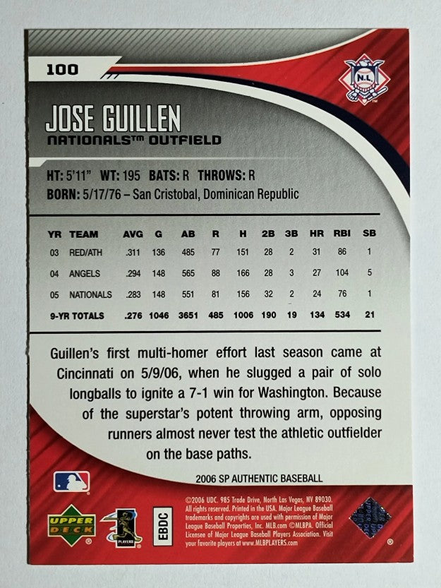 2006 SP Authentic #100 Jose Guillen
