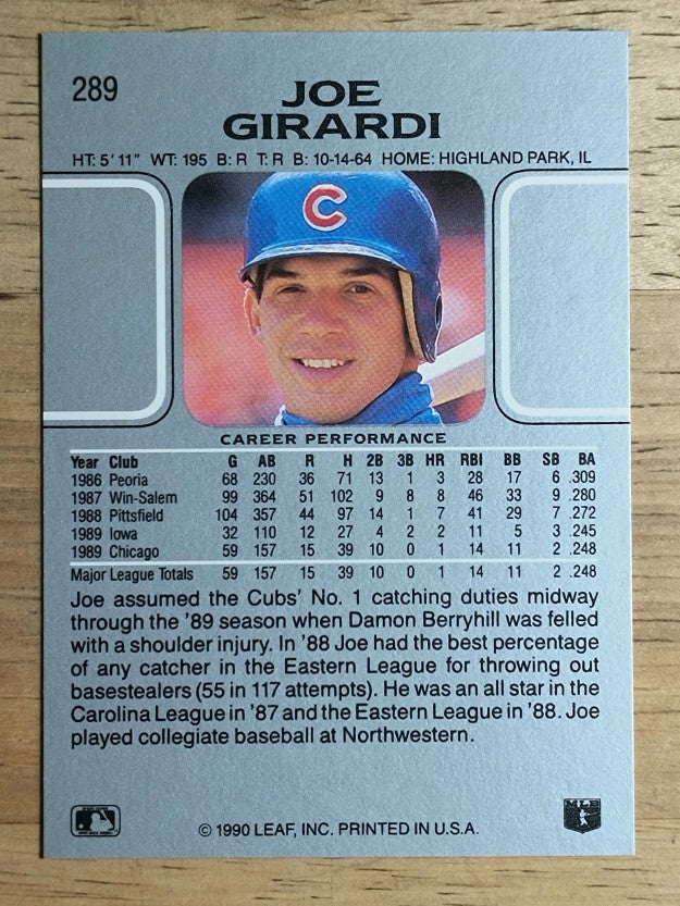1990 Leaf #289 Joe Girardi
