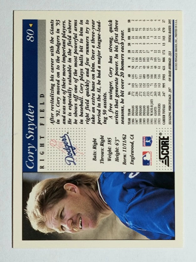 1994 Score #80 Cory Snyder