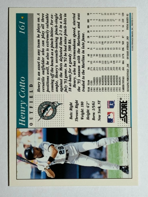 1994 Score #161 Henry Cotto