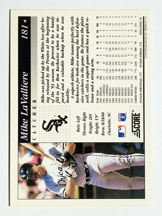 1994 Score #181 Mike LaValliere