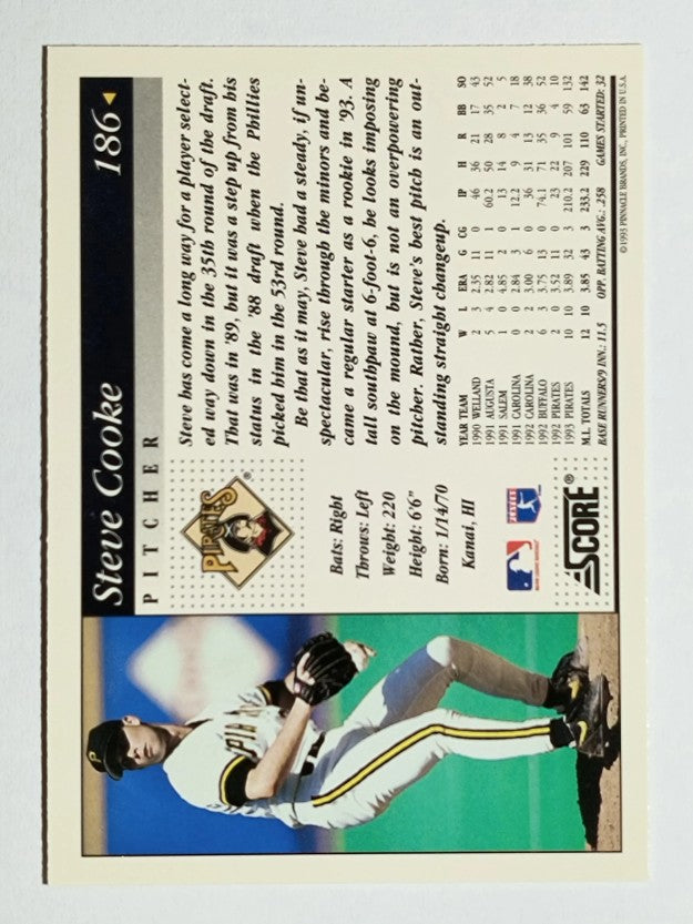 1994 Score #186 Steve Cooke