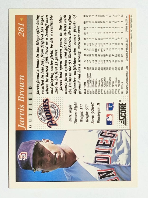 1994 Score #281 Jarvis Brown