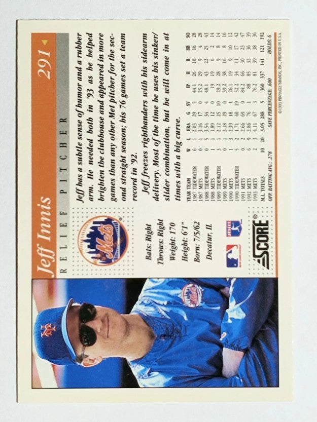 1994 Score #291 Jeff Innis