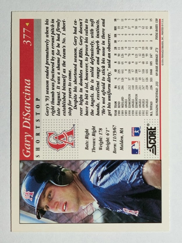 1994 Score #377 Gary DiSarcina