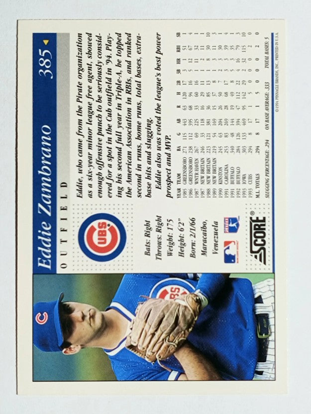 1994 Score #385 Eddie Zambrano RC