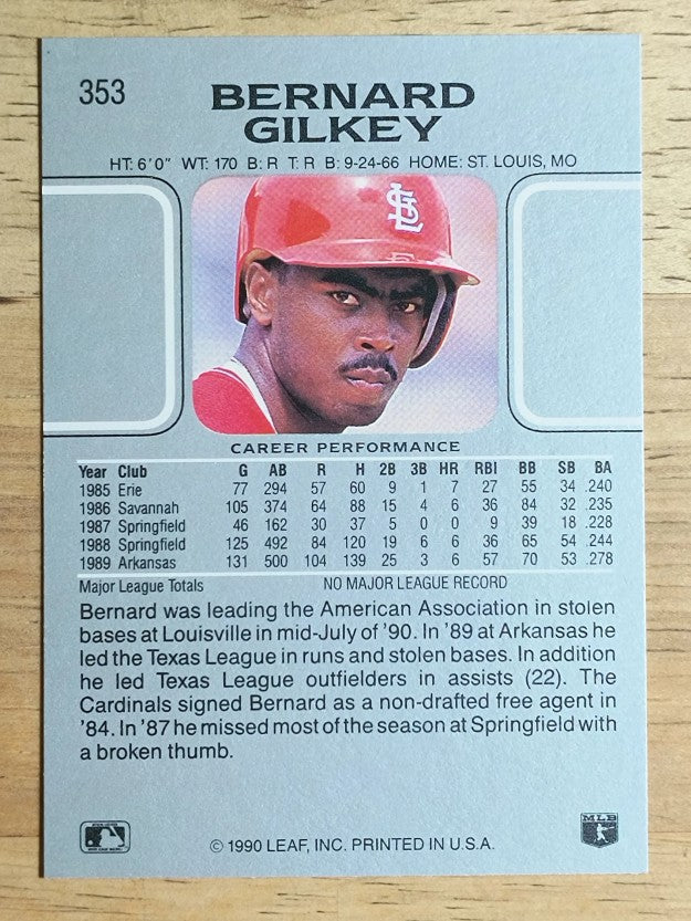 1990 Leaf #353 Bernard Gilkey RC