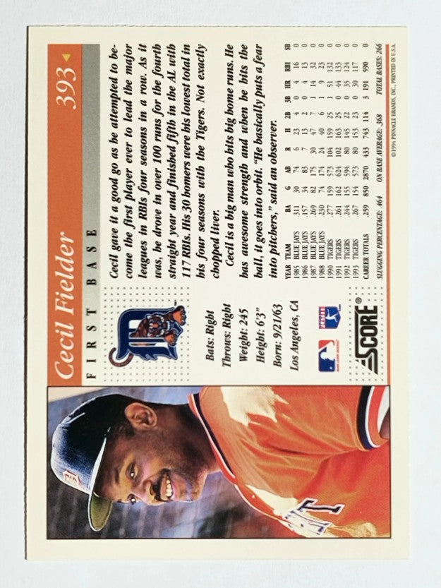 1994 Score #393 Cecil Fielder